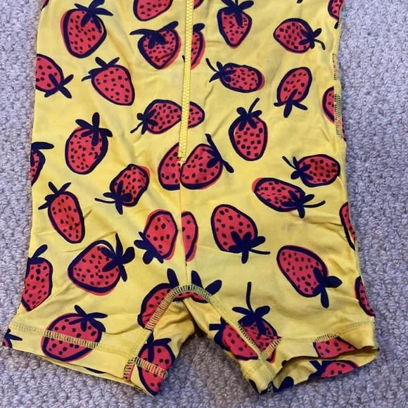 Hanna Andersson Rash Guard Style Zip Up Swimsuit Unisex Strawberries - Picture 2 of 5
